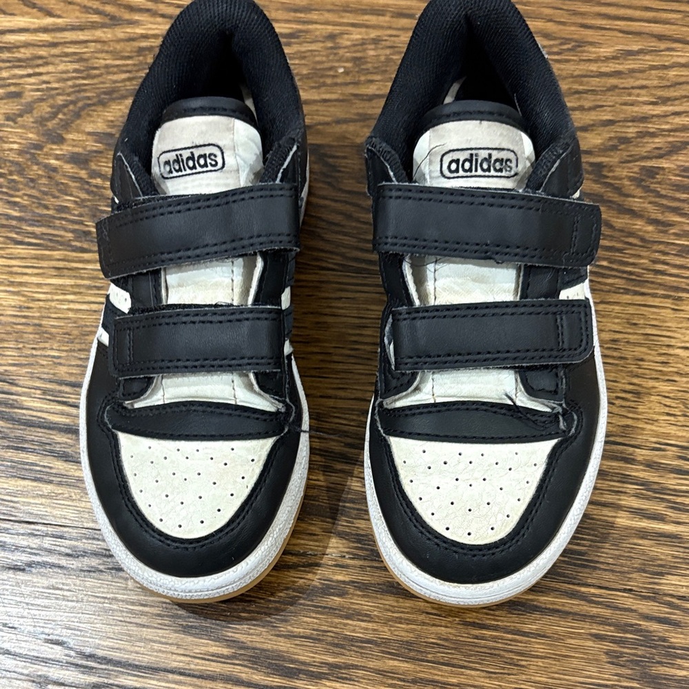 Adidas Kids Black and White Velcro Sneakers